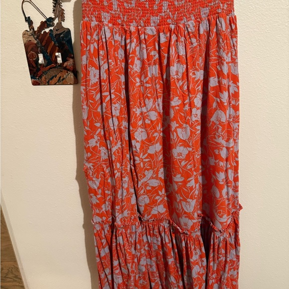 Floral Free People women’s XS  salmon and purple long flowy skirt mini liner - Picture 6 of 9